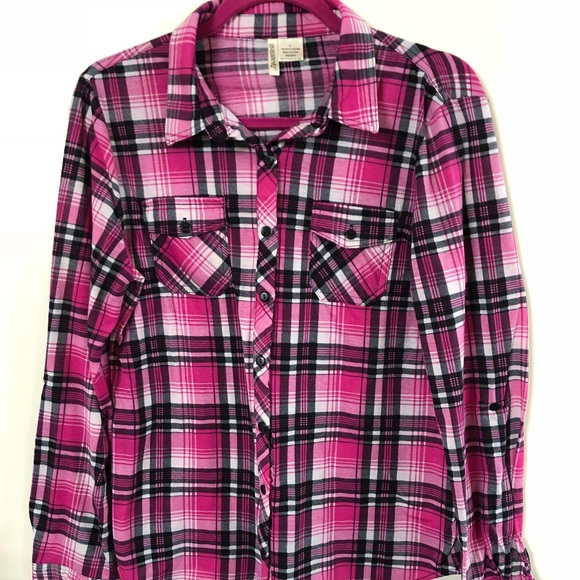 Passport Tops Passport Brand Hot Pink Flannel Buttondown Shirt